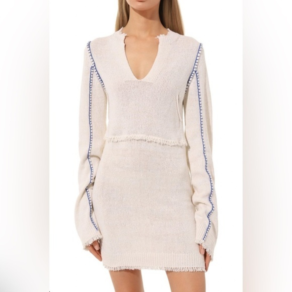 2023 Zadig & Voltaire Size S • Hilo Frayed Trim Silk Blend Knit Mini Dress Cover